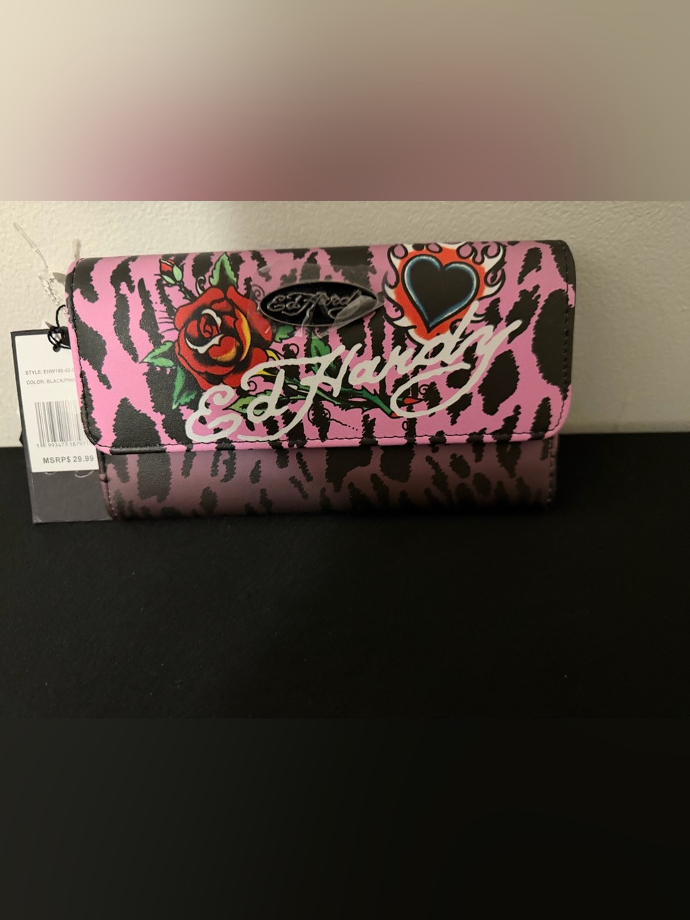 Ed Hardy Pink Leopard Print Wallet